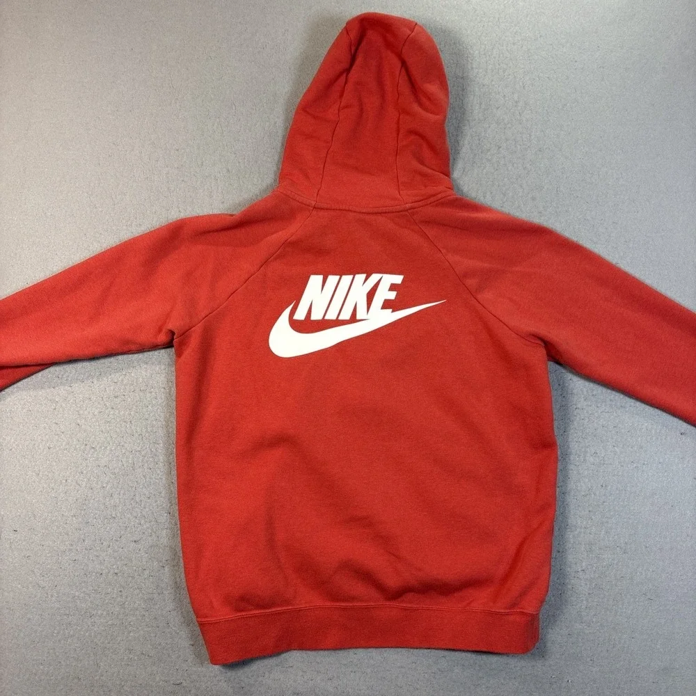 Nike w/ Swoosh Logo‎ Women Large Orange Quarter Zip Hooded Sweatshirt